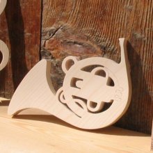 corno francês de madeira maciça com 15 cm de altura, feito à mão, decoração de casamento, música