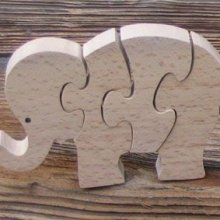 puzzle elefante 4 peças de madeira maciça de faia, feita à mão, animais da savana