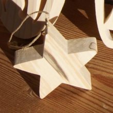 Estrela 5x5 cm em madeira de bétula maciça, decoração de Natal feita à mão