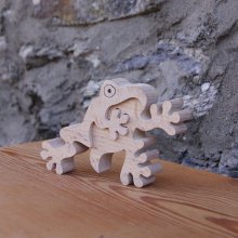 puzzle de sapo 2 peças em madeira de faia maciça feita à mão, batráquio