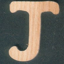 Letra J em madeira de freixo, altura 5 cm