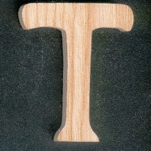 Letra de madeira T, altura 5 cm, a ser pintada ou colada