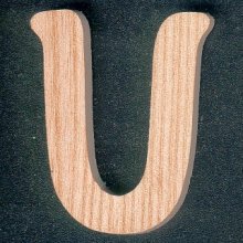 Letra de madeira U, altura 5 cm, feita de cinza