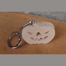 Porta-chaves de Halloween de abóbora, feito à mão a partir de madeira maciça