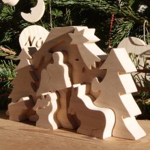 Puzzle de Natal de madeira para pintar, 10 peças feitas à mão em bordo sólido