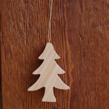 Árvore de Natal de madeira maciça de 10 cm a ser pintada e pendurada, cortada à mão