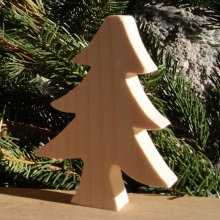 Árvore de Natal 10 cm em madeira maciça, feita à mão, 20mm de espessura, a ser pintada