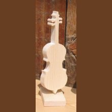 violoncelo de madeira montado sobre um presente original de base para um músico, decoração de mesa tema musical