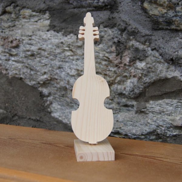 viola da gamba de madeira sobre uma base, pe&ccedil;a central de casamento, tema musical