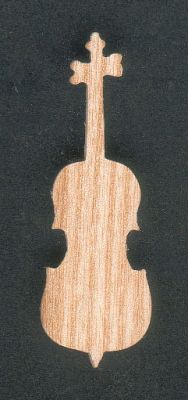 Figurinha de violoncelo montada num fuso de madeira de freixo, cortada à mão por artesãos